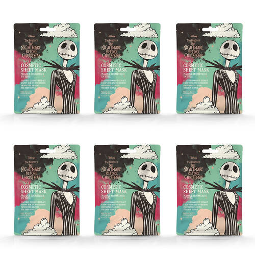 6PK Disney Nightmare Before Christmas Jack Scented Sheet Face Mask 25ml Coconut
