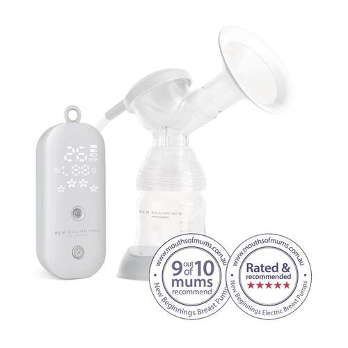  New Beginnings Single Electric Breast Pump Custom Flow Portable USB