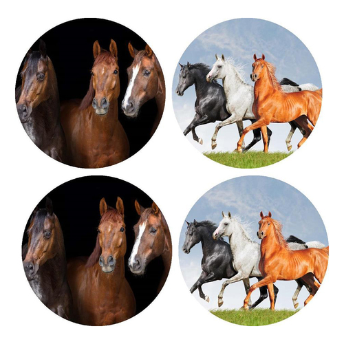 4pc Horses Coasters Coffee/Tea Table Protector Round Ceramic Assorted