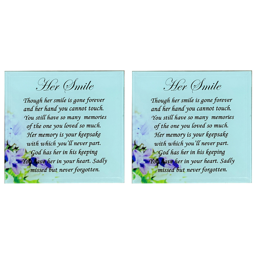 2PK Her Smile Plaque Home Decor Tabletop Display 15cm Ceramic w/ Stand