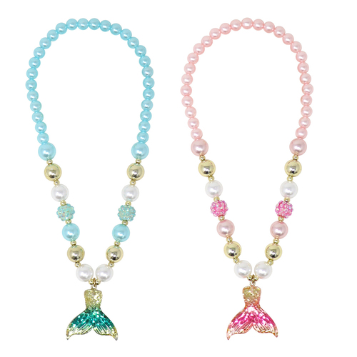 2PK Pink Poppy Mermaid Tail Kids Necklace Assorted 3y+ 