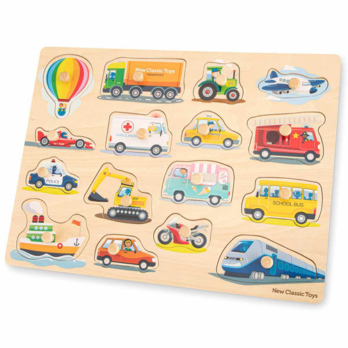 New Classic Toys 40cm FSC Large Peg Puzzle Transport Wooden Toy 2y+