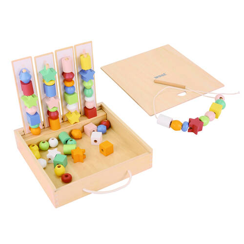 New Classic Toys Lacing Wooden Beads Box Kids/Children DIY Craft 3y+