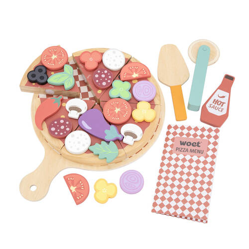 New Classic Toys Pizza Pretend Play Food Kitchen 30cm Kids Wooden Toy 24m+