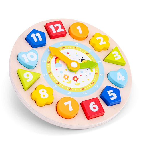 New Classic 22cm Toys Puzzle Clock Kids Educational Wooden Toy 2y+