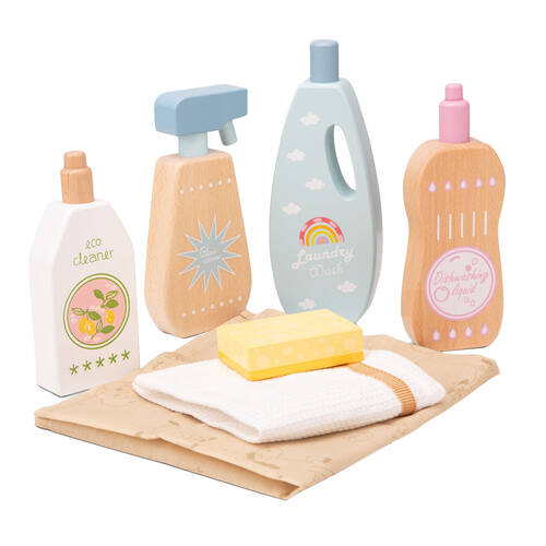 New Classic Toys Cleaning Detergents Pretend Play 17cm Kids Wooden Toy 36m+