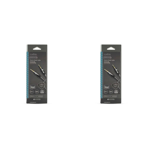 2PK Nedis Stereo Audio Braided Nylon Cable AUX 3.5mm 1m - Grey
