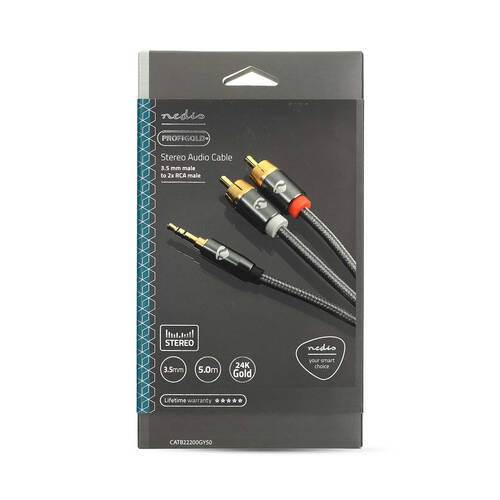 Nedis Stereo Audio Cable 3.5mm Male to 2x RCA Male 5m - Grey