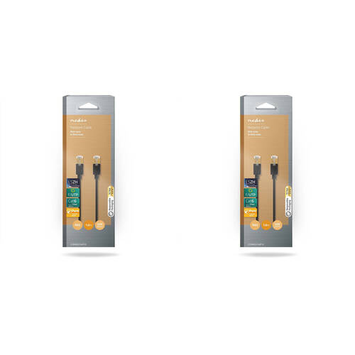 2PK Nedis CAT6 Network Patch Round Metal Audio Cable 1m - Black