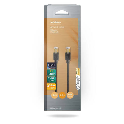 Nedis CAT6 Network Patch Round Metal Audio Cable 2m - Black