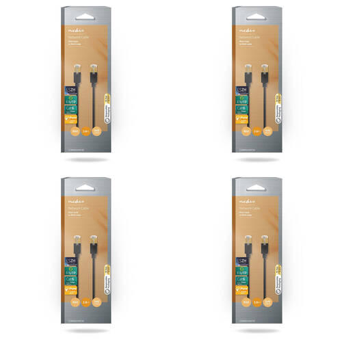 4PK Nedis CAT6 Network Patch Round Metal Audio Cable 2m - Black