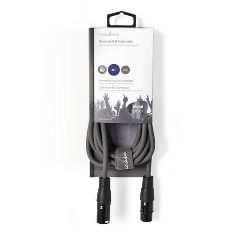 Nedis Balanced Audio Cable XLR 3-Pin Male to XLR 3-Pin Female 3.00m - Grey