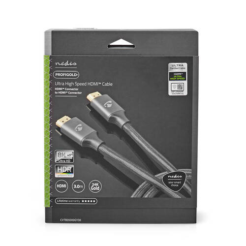 Nedis Ultra High Speed HDMI Cable 8K@60Hz 48 Gbps 3.00m - Grey
