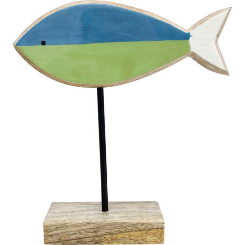 LVD Santorini Wooden Metal Decoy Fish Decoration 20x6x23cm Blue/Green