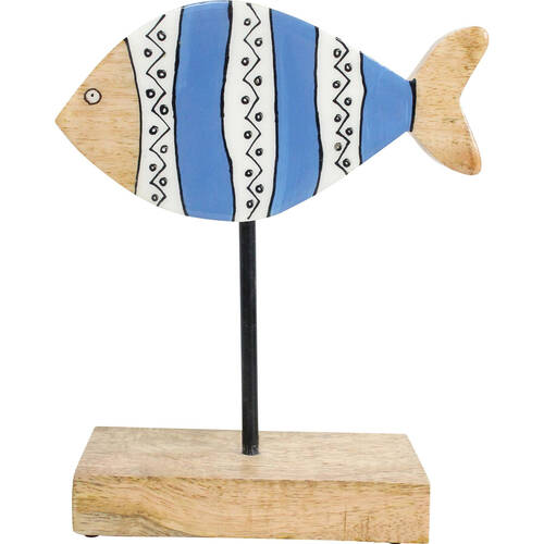 LVD Santa Fe Wooden Metal Decoy Fish Decoration 16x6x20cm Blue/White