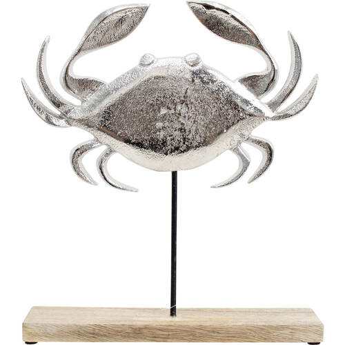 LVD Wooden Metal Sea Crab Sculpture Decoration Large 23x5x27cm Silver