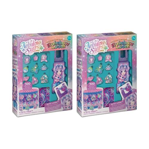 2PK  Nebulous Stars Rainbow Loom NS Auto Charm Set 300 Elastics 9 Cute
