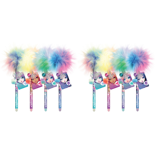 2PK Nebulous Stars Scented Pom Pom Ballpoint Pen - Assorted