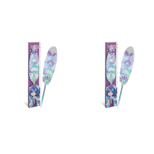 2PK Nebulous Stars Feather Quill Ballpoint Pen - Assorted