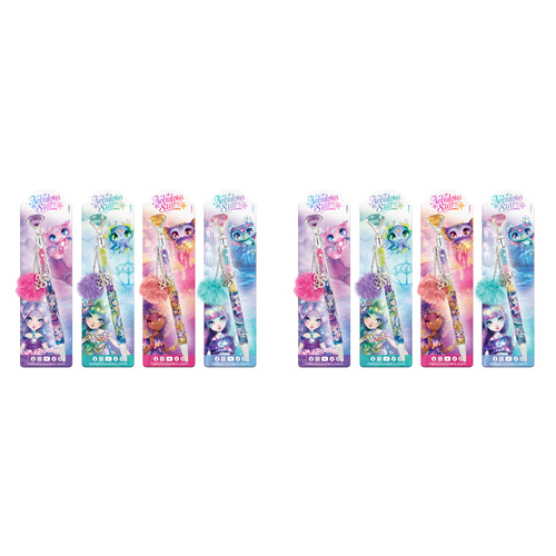 2PK Nebulous Stars Gem-Filled Diamond Ballpoint Pen w/ Charm - Assorted