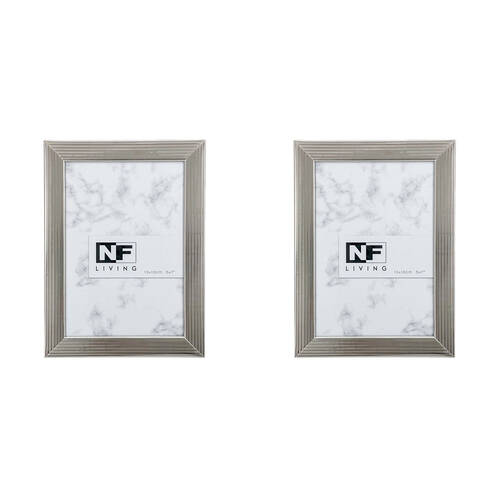 2PK NF Living ChromeCrest Photo Frames 5x7 Modern Design Metal Silver