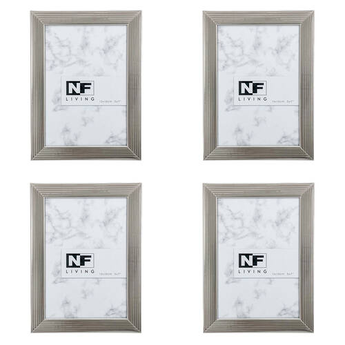 4PK NF Living ChromeCrest Photo Frames 5x7 Modern Design Metal Silver