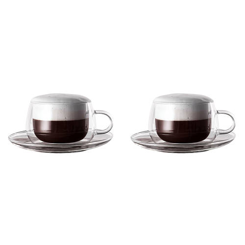 2x 2pc NF Living Serving Clear Cup 250ml Solid Double-Walled