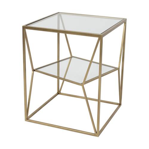 NF Living Cube Crisis SideTable 40x50cm Metal & Mirror Glass Finish - Gold