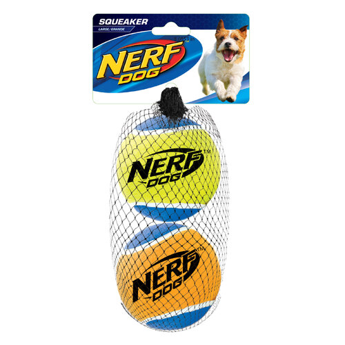 2x Nerf Dog 3" Squeak Tennis Balls Multi