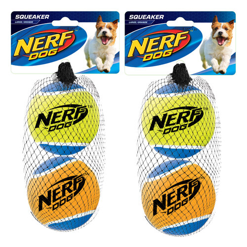 2PK 2x Nerf Dog 3" Squeak Tennis Balls Multi