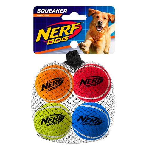 4pc Nerf Dog Squeak Tennis Balls