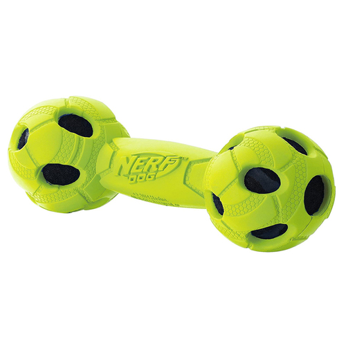 Nerf Dog Medium Tire Barbell Squeaker Toy Green