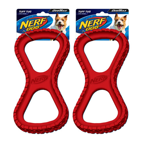 2PK Nerf Dog 10" Large Tire Infinity Tug Red