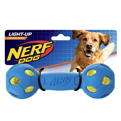 Nerf Dog Light Up Barbell Chew Toy For Medium Sized Dogs