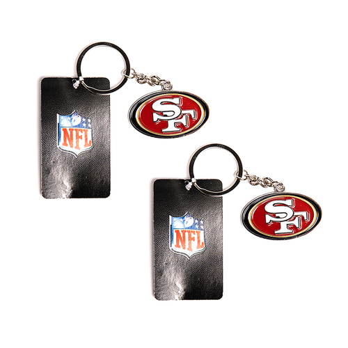 2PK NFL San Francisco 49ers 4cm Steel Hanging Keyring Accessory