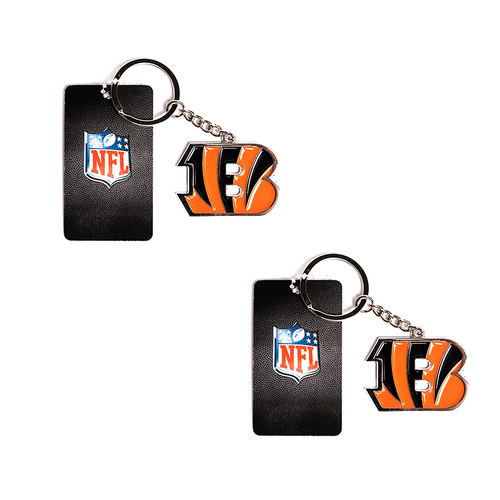 2PK NFL Cincinnati Bengals 4cm Steel Hanging Keyring Accessory
