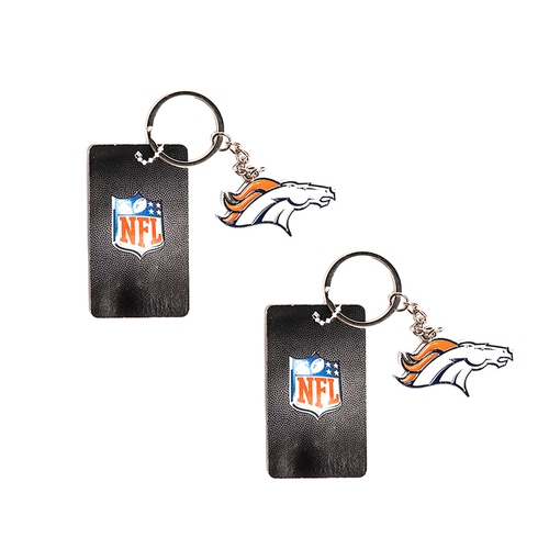 2PK NFL Denver Broncos 4cm Steel Hanging Keyring Accessory