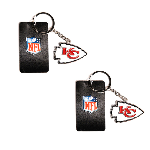 2PK NFL Kansas City Chiefs 4cm Steel Hanging Keyring Accessory