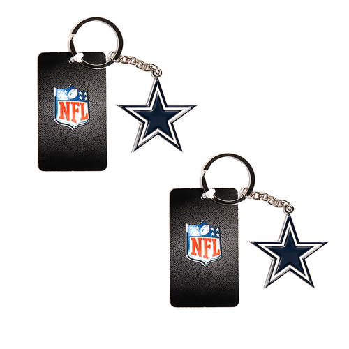 2PK NFL Dallas Cowboys 4cm Steel Hanging Keyring Accessory