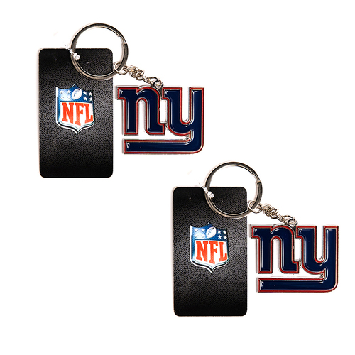 2PK NFL New York Giants 4cm Steel Hanging Keyring Accessory