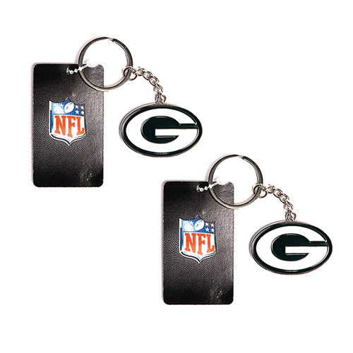 2PK NFL Green Bay Packers 4cm Steel Hanging Keyring Accessory