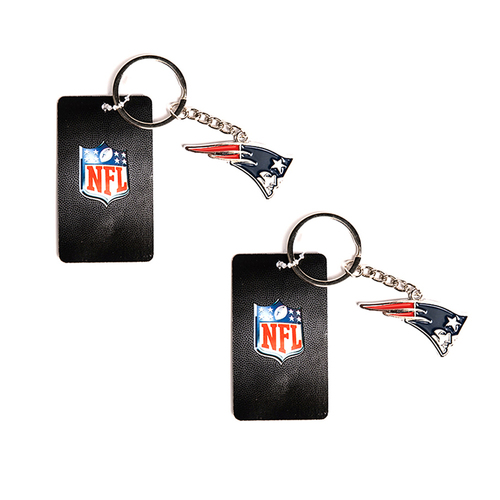2PK NFL New England Patriots 4cm Steel Hanging Keyring Accessory