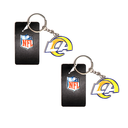 2PK NFL Los Angeles Rams 4cm Steel Hanging Keyring Accessory