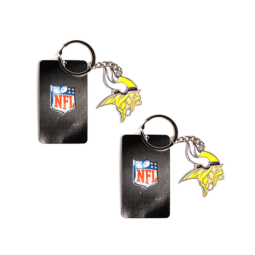 2PK NFL Minnesota Vikings 4cm Steel Hanging Keyring Accessory