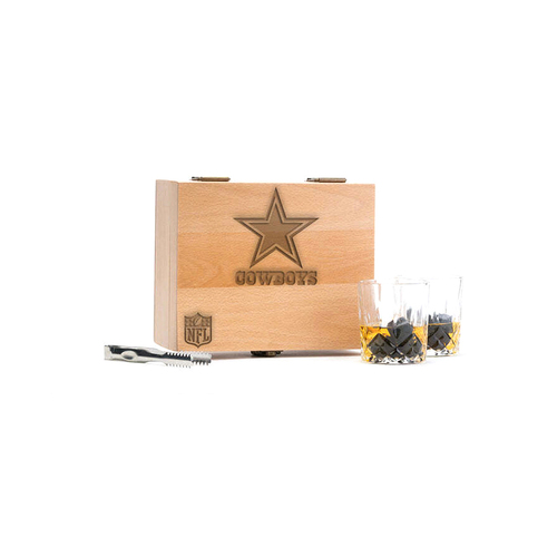 NFL Dallas Cowboys Whisky Glass Stone Bar Set w/Tongs