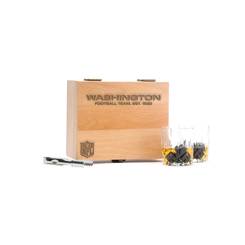NFL Washington Football Team Whisky Glass Stone Bar Set w/Tongs