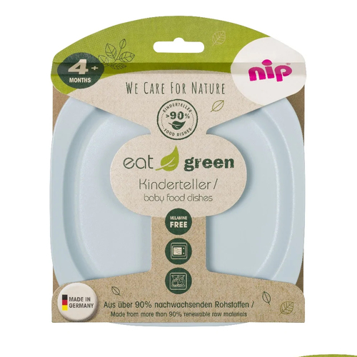 2pc Nip Baby Eat Green Kinderteller Plate Blue 4m+