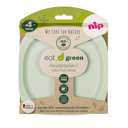 2pc Nip Baby Eat Green Kinderteller Plate Green 4m+