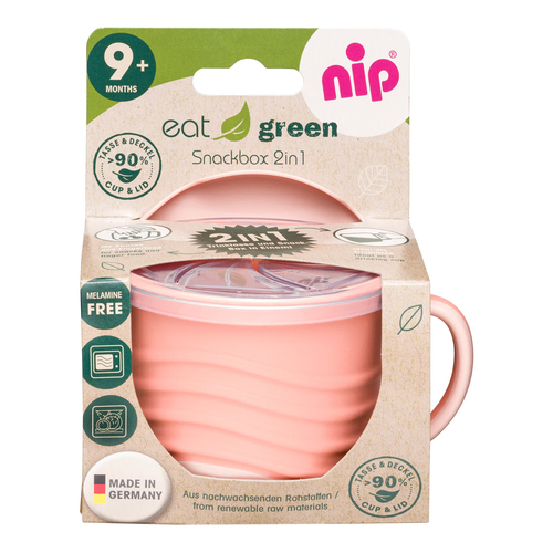 Nip Baby Eat Green Snack Box Cup Bowl 2in1 Pink 9m+