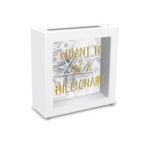 I Want To Be A Millionaire Money Bank Gold Glitter 19cm